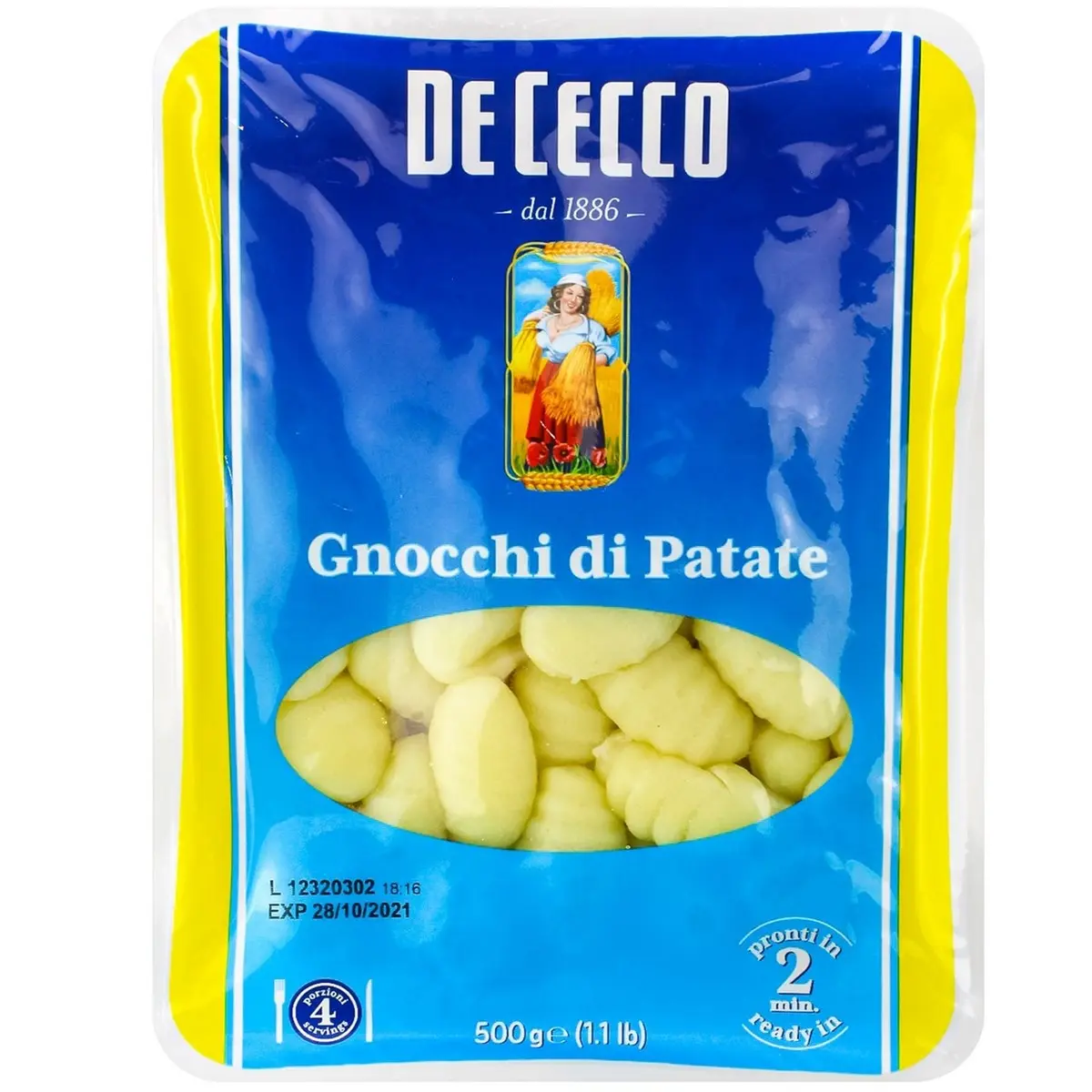 Клецки картофельные Ниоки De Cecco, 0.5 кг.
