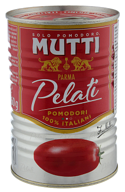 Томаты очищенные в томатном соке ж/б Mutti, 0.4 кг./0.26 кг.