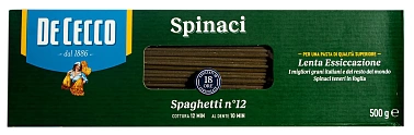 Макаронные изделия Спагетти со шпинатом №12 De Cecco, 0.5 кг.