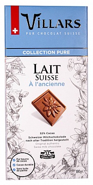 Шоколад молочный швейцарский 32% Villars, 0.1 кг.