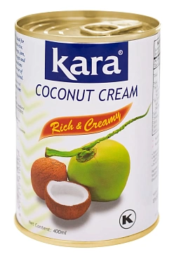 Сливки кокосовые 25% ж/б Kara, 0.4 л.