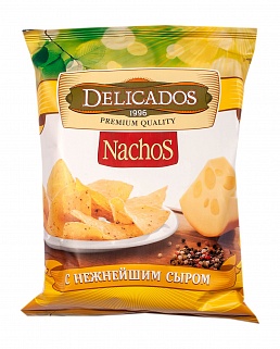 Чипсы кукурузные Nachos с нежнейшим сыром Delicados, 0.15 кг.