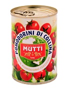 Томаты черри неочищенные в томатном соке Mutti, 0.4 кг./0.24 кг.