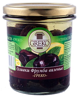 Оливки с косточкой Фрумба вяленые в масле ст/б Greko, 0.28 кг./0.15 кг.
