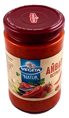 Икра овощная Айвар из сладкого перца и баклажанов острый Vegeta, 0.35 кг.