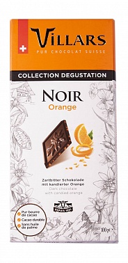 Шоколад темный с цукатами из апельсиновых корочек Villars, 0.1 кг.