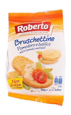 Хлебцы Брускеттине со вкусом томатов и базилика Roberto, 0.1 кг.