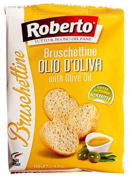 Хлебцы Брускеттине с оливковым маслом Roberto, 0.1 кг.