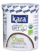 Масло кокосовое нерафинированное Organic первого отжима (Virgin) пл/б Kara, 0.22 л.