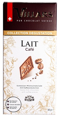 Шоколад молочный с хрустящей кофейной крошкой 33% Villars, 0.1 кг.