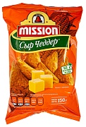 Чипсы кукурузные с сыром Чеддер Mission, 0.15 кг.